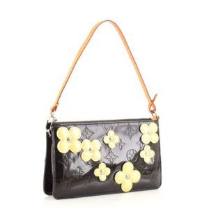 Authentic LOUIS VUITTON Fleurs Lexington Pochette Monogram Vernis Black